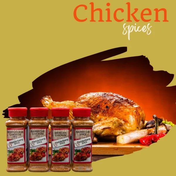 roast chicken and shakers Helderberg Spice supplied by Spices Galore