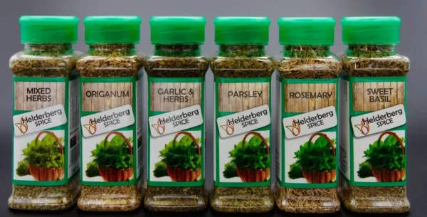 mixed herbs origanum harlic and herbs parsley rosemary sweet basil shakers Helderberg Spice supplied by Spices Galore