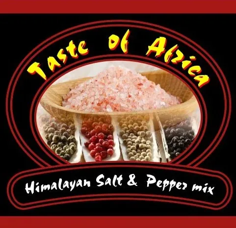 Himalayan salt and pepper mix grinders Taste of Africa trade mark