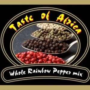 whole rainbow pepper mix grinder Taste of Africa trade mark