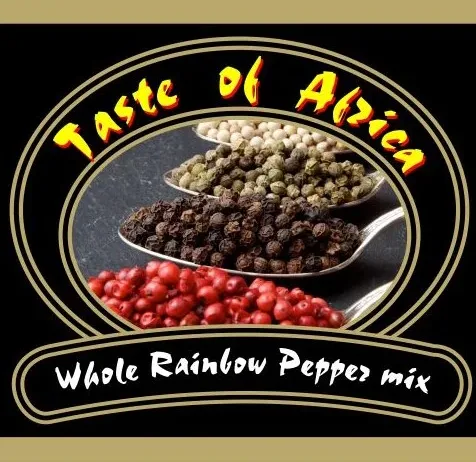 whole rainbow pepper mix grinder Taste of Africa trade mark